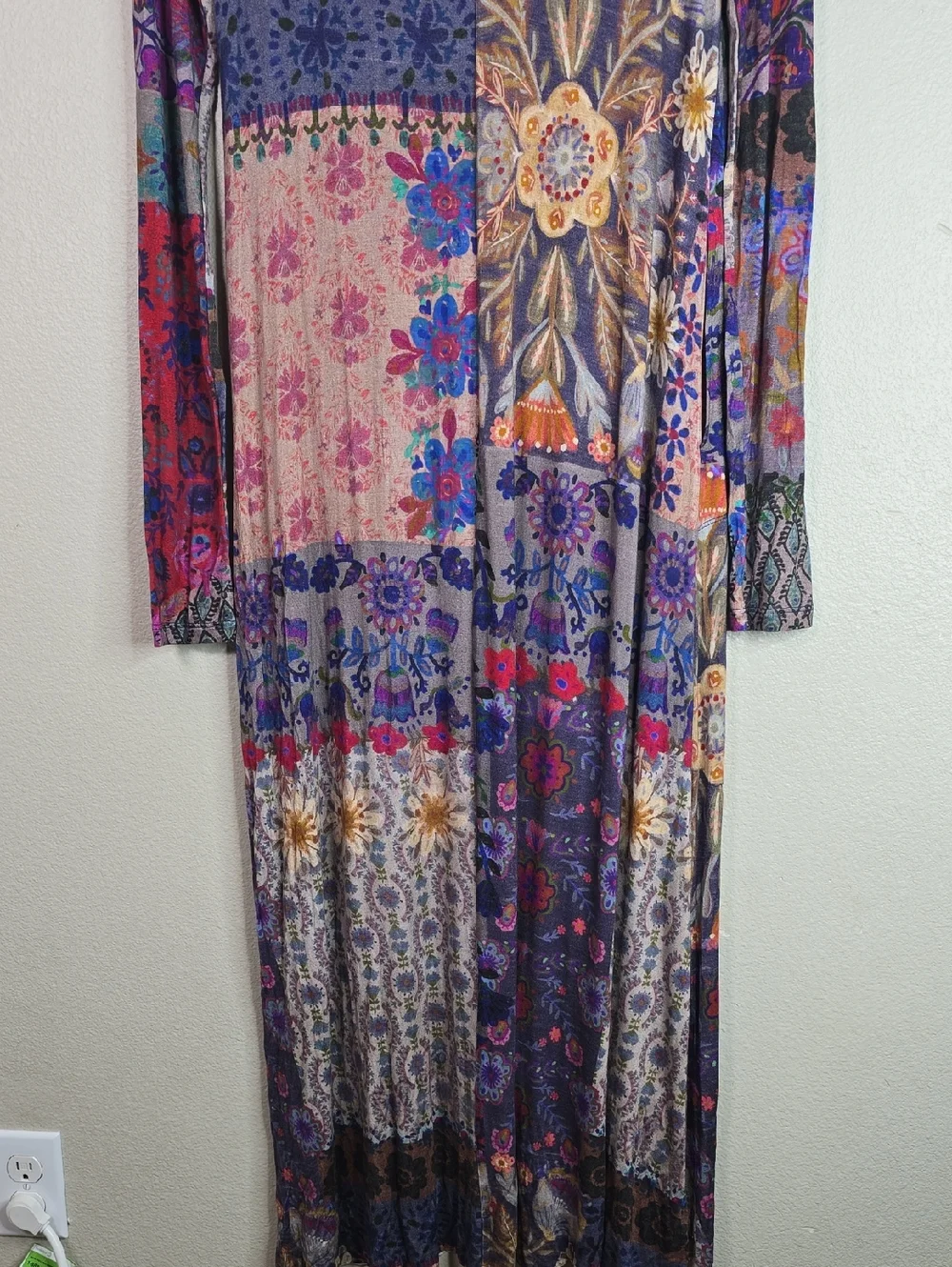 NATURAL LIFE Patchwork Floral Long-Sleeve Maxi Dress - Purple, Blue, Pink, Brown - Picture 9 of 9